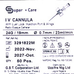 I.V. CANNULA WITH LUER LOCK, INJECTION PORT & WINGS